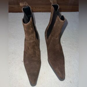 Zara Brown Suede Ankle Boots - Size 8